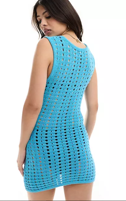 Cotton On bodycon mini dress in blue crochet